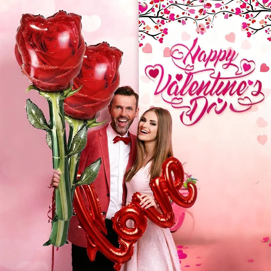 ロマンチックなバラとLOVEホイルバルーンセット