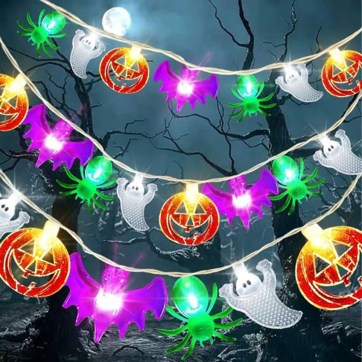 イベント・ハロウィン装飾｜3DストリングライトLED電池式