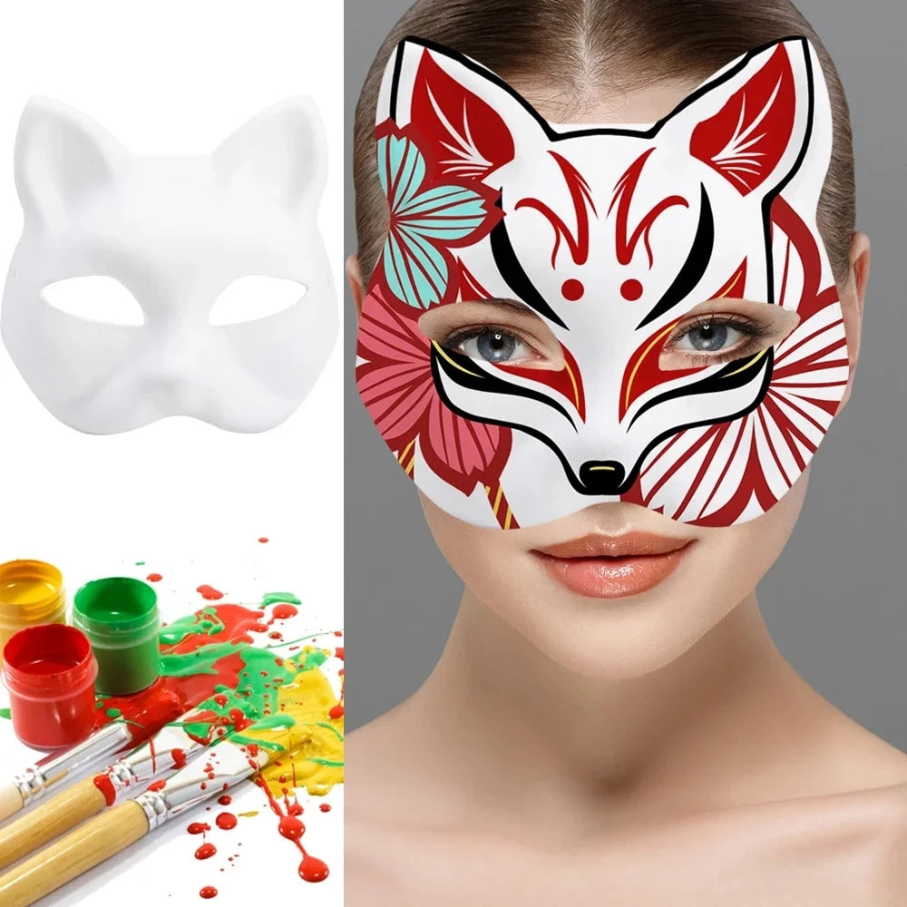 イベント装飾・ハロウィングッズ｜ペイントにぴったり！猫型お面(5-50pcs)