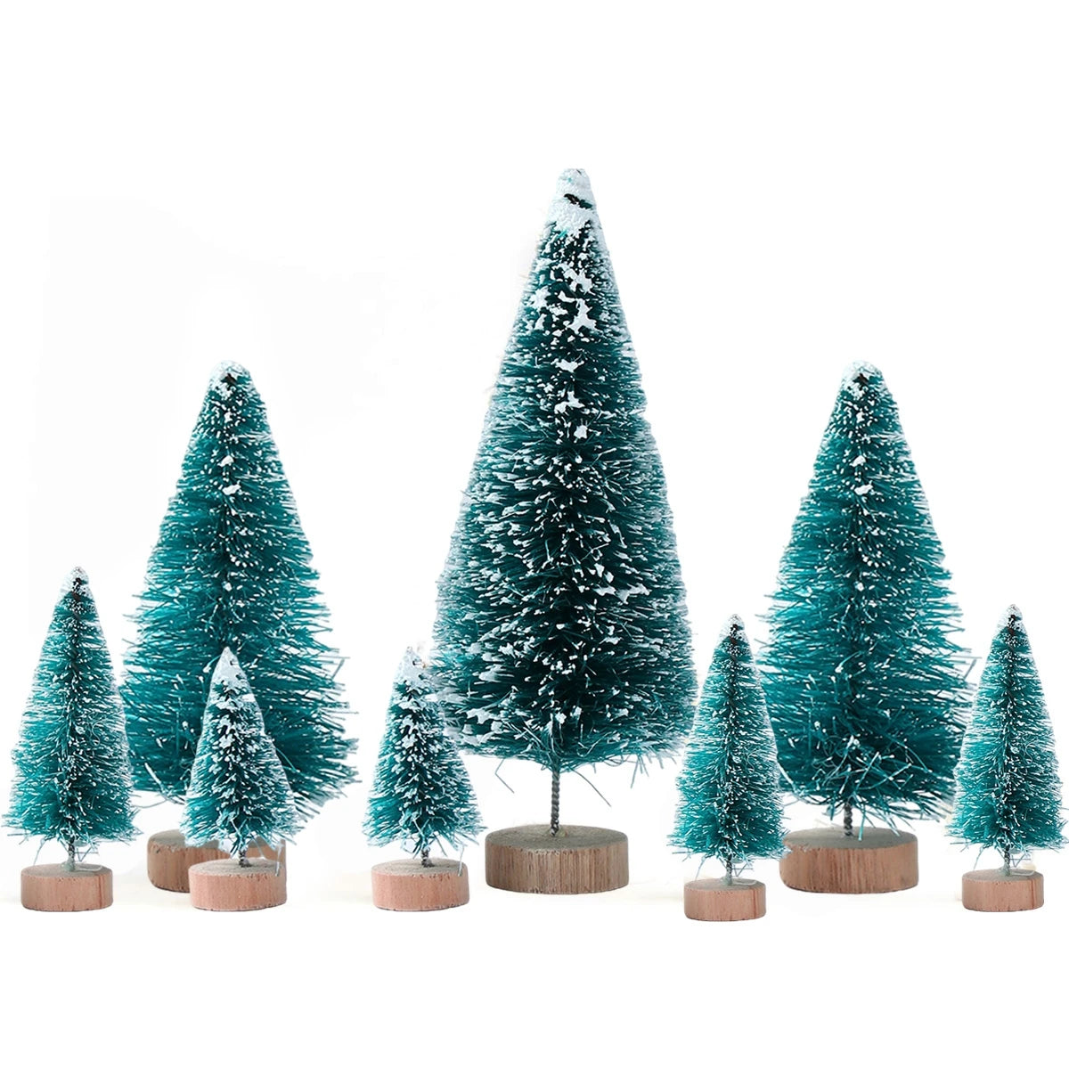 人工ミニ木製クリスマスツリー・ブルーグリーン・ホワイトゴールドタワー・パイン