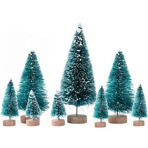 人工ミニ木製クリスマスツリー・ブルーグリーン・ホワイトゴールドタワー・パイン