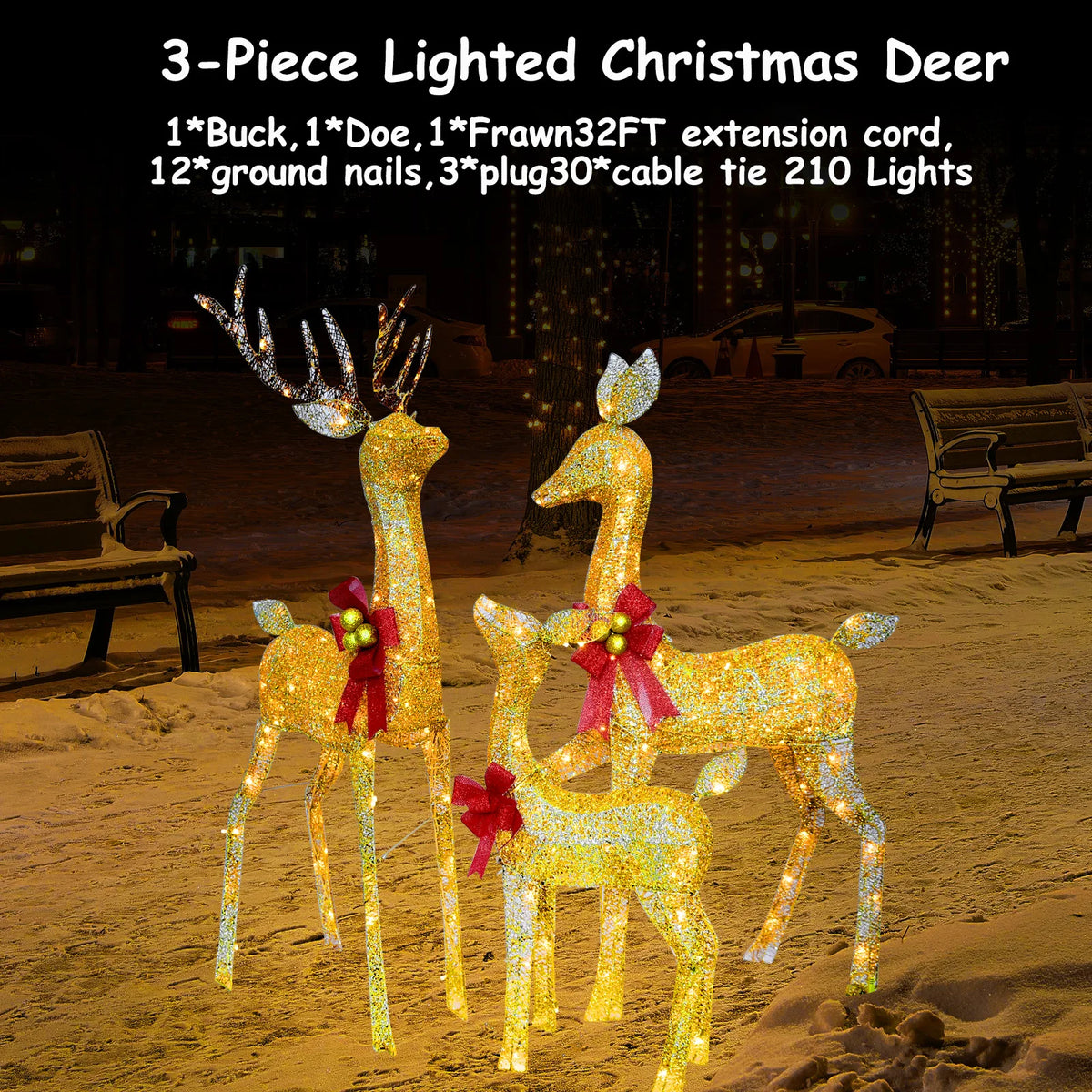 クリスマス屋外デコレーション3Dトナカイライトセット｜誉PRINTING