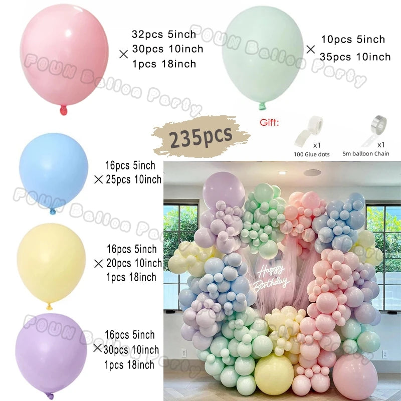 【バルーン装飾】マカロンカラー＆ゴールドバルーンセット（96個～235個入）