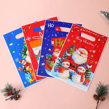 イベント・クリスマス装飾｜ビニール製クリスマス柄ギフトバッグ (50枚入 )