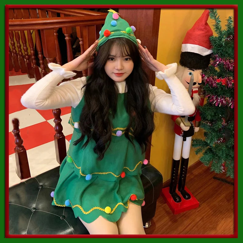 イベント・クリスマスグッズ｜キッズ～大人まで！ツリー型コスチュームセット(100c～170c)