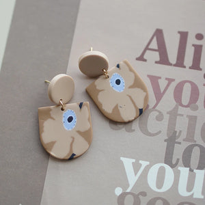 アールデコ風花柄ポリマークレイイヤリングセット