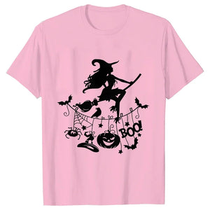 イベント・ハロウィングッズ｜レディース ハロウィン魔女柄Tシャツ (S～XXL)