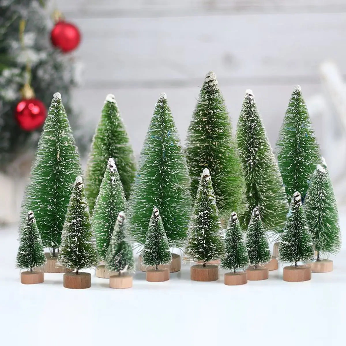 人工ミニ木製クリスマスツリー・ブルーグリーン・ホワイトゴールドタワー・パイン