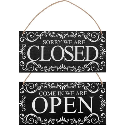【天然木使用】カフェ風リバーシブル吊り下げ看板（OPEN/CLOSED）