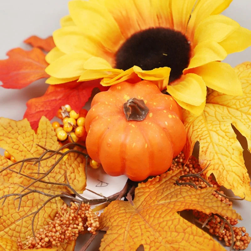 イベント・ハロウィングッズ｜秋の彩りスワッグ 50cm ひまわりと紅葉