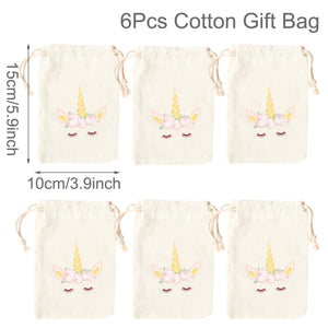 |イベント・ノベルティ用品 | ユニコーン柄 きんちゃく 6個セット | W10×H15cm