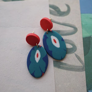 アールデコ風花柄ポリマークレイイヤリングセット