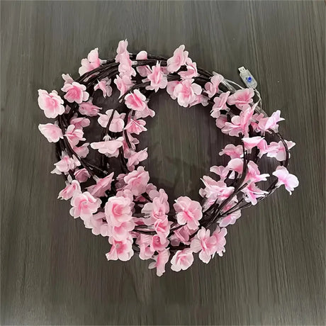 【イベント・クリスマス装飾】 LED桜の花型USB接続ライト(1.9M)