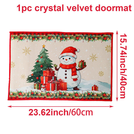 【インテリア用品】クリスマス柄プリント玄関マット