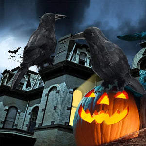 イベント・ハロウィングッズ｜リアルな黒いカラスのオーナメント6個セット