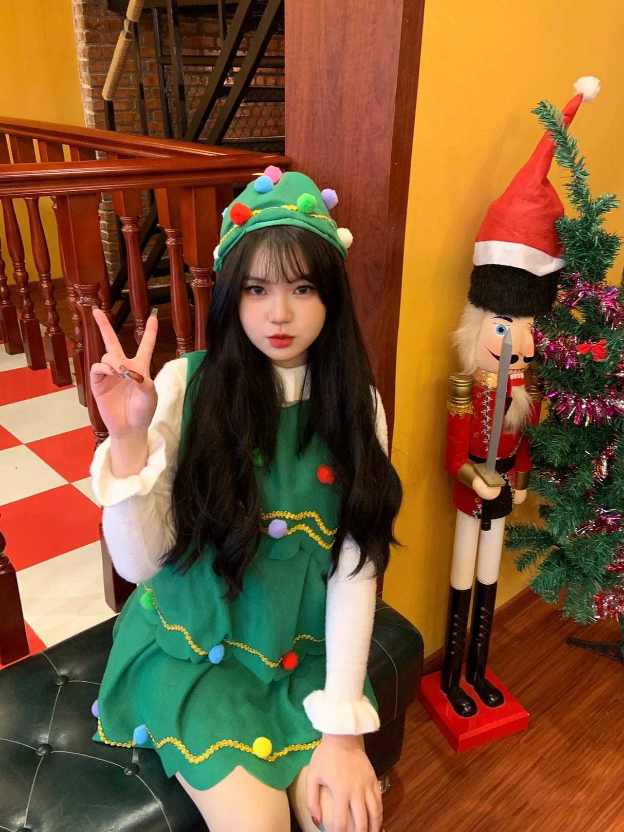 イベント・クリスマスグッズ｜キッズ～大人まで！ツリー型コスチュームセット(100c～170c)