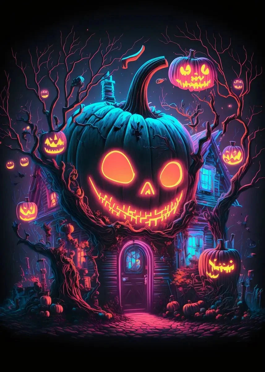 イベント・ハロウィングッズ｜ネオンパンプキンキャンバスアート