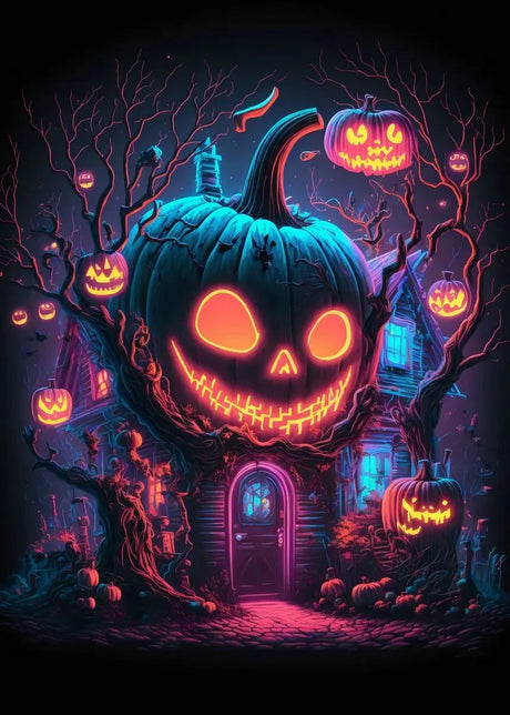 イベント・ハロウィングッズ｜ネオンパンプキンキャンバスアート