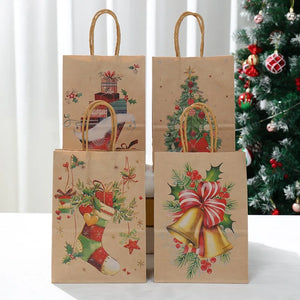 イベント・クリスマス装飾｜クリスマスクラフト紙ギフトバッグセット(4枚入)