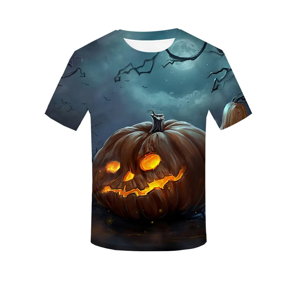 イベント・ハロウィングッズ｜レディース ハロウィン総柄プリントTシャツ（XXS～3XL）