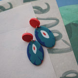 アールデコ風花柄ポリマークレイイヤリングセット