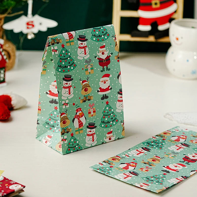 イベント・クリスマス装飾｜クリスマス柄紙製ギフトバッグセット(5/10個入)