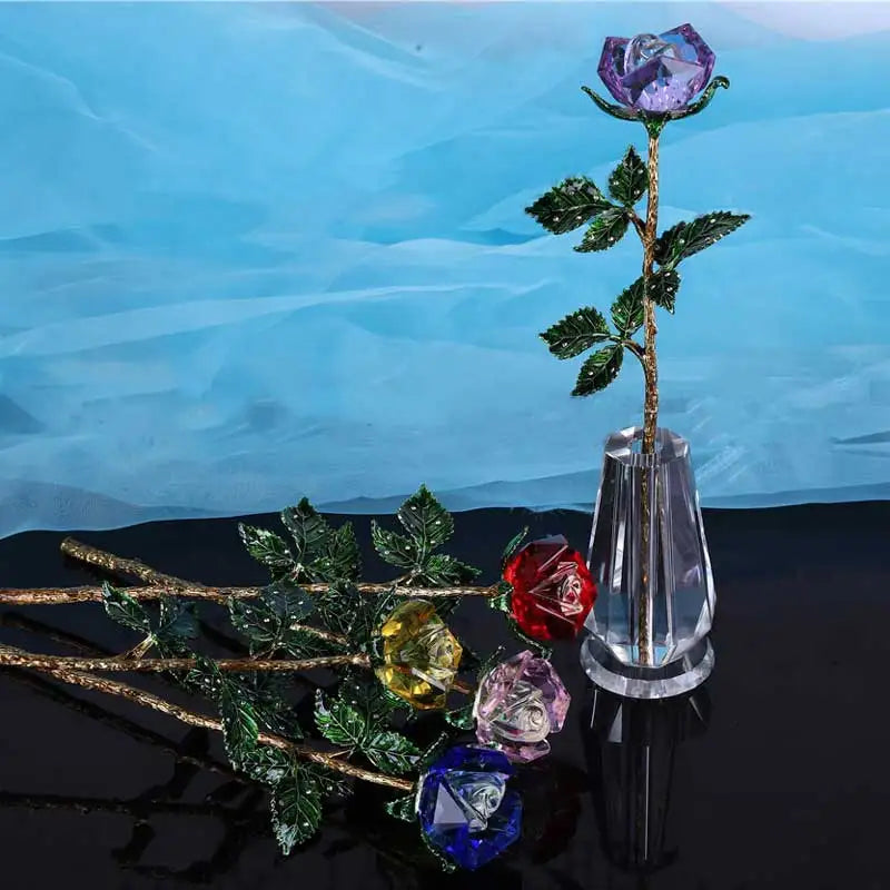 クリスタルローズガラスペーパーウェイトギフト