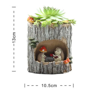 かわいい小動物ファミリーハリネズミクマカエルの置物樹脂植木鉢ホームガーデンデスクトップ植木鉢多肉植物盆栽植物デコ
