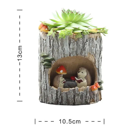 かわいい小動物ファミリーハリネズミクマカエルの置物樹脂植木鉢ホームガーデンデスクトップ植木鉢多肉植物盆栽植物デコ