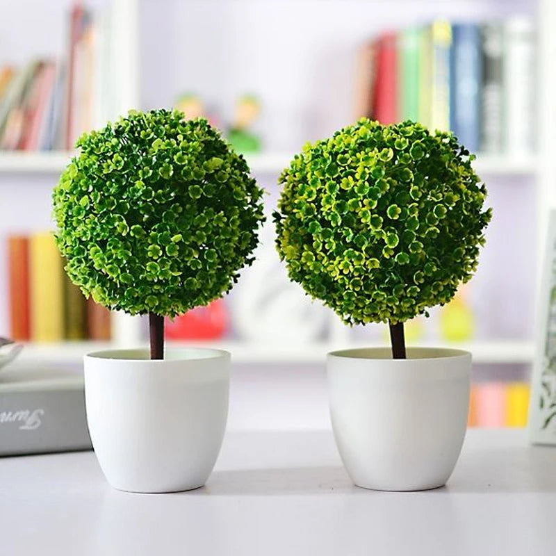 人工観葉植物・鉢植え・グリーン盆栽・スノーボール