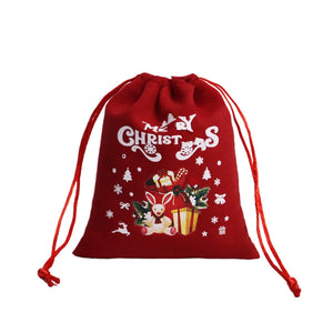 イベント・クリスマス装飾｜クリスマス柄ベルベット巾着バッグセット(12個)