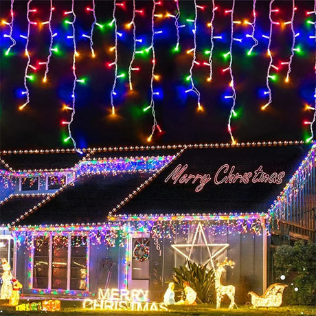 【イベント・クリスマス装飾】屋外用LED滝型ストリングライト(幅4m)