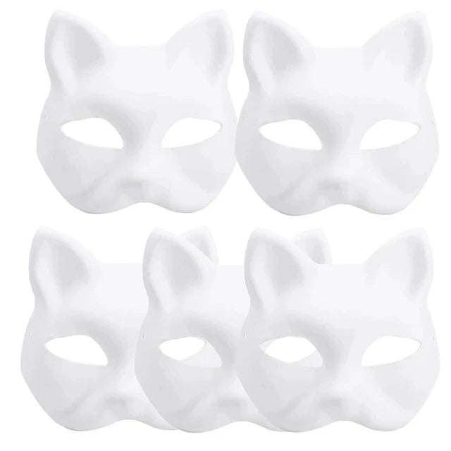 イベント装飾・ハロウィングッズ｜ペイントにぴったり！猫型お面(5-50pcs)