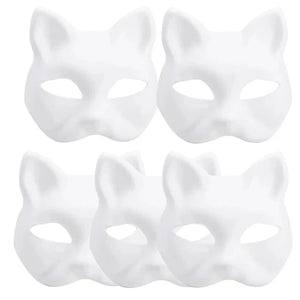 イベント装飾・ハロウィングッズ｜ペイントにぴったり！猫型お面(5-50pcs)