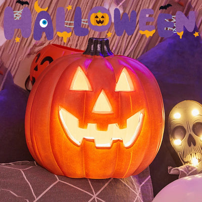 【イベント・ハロウィングッズ】20cm LEDパンプキンランプ