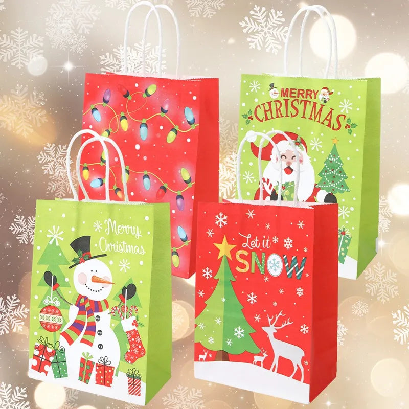 イベント・クリスマス装飾｜クリスマスクラフト紙ギフトバッグセット(4枚入)