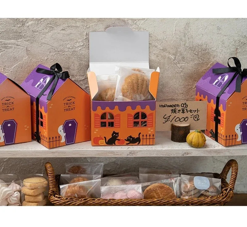 イベント・ハロウィングッズ｜カラフル スモールハウス キャンディボックス 8個セット