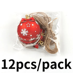 イベント・クリスマス装飾｜12個セット 木製クリスマスボールペンダント