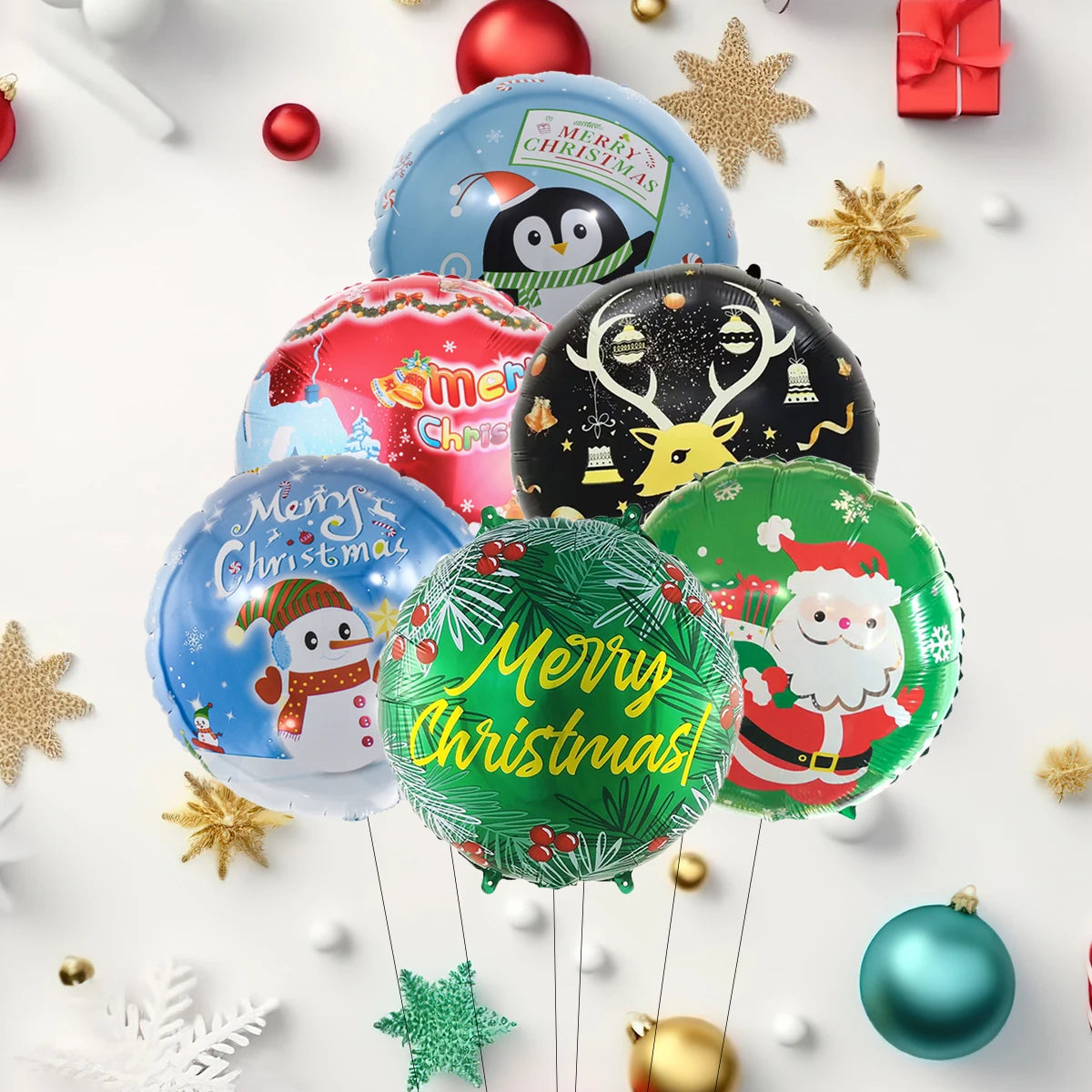 イベント・クリスマス装飾｜ホイルバルーン6個セット