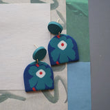 アールデコ風花柄ポリマークレイイヤリングセット