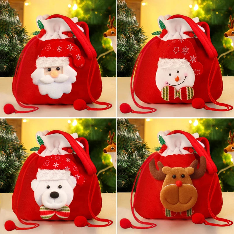 イベント・クリスマス装飾｜クリスマス巾着ギフトバッグセット(1/2/3/4個)