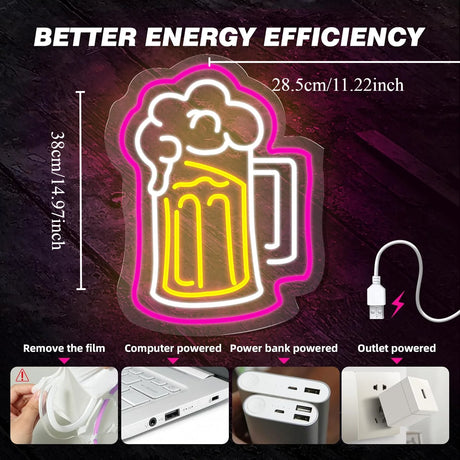 ビールLEDネオンサイン（ネオン看板） USB電源