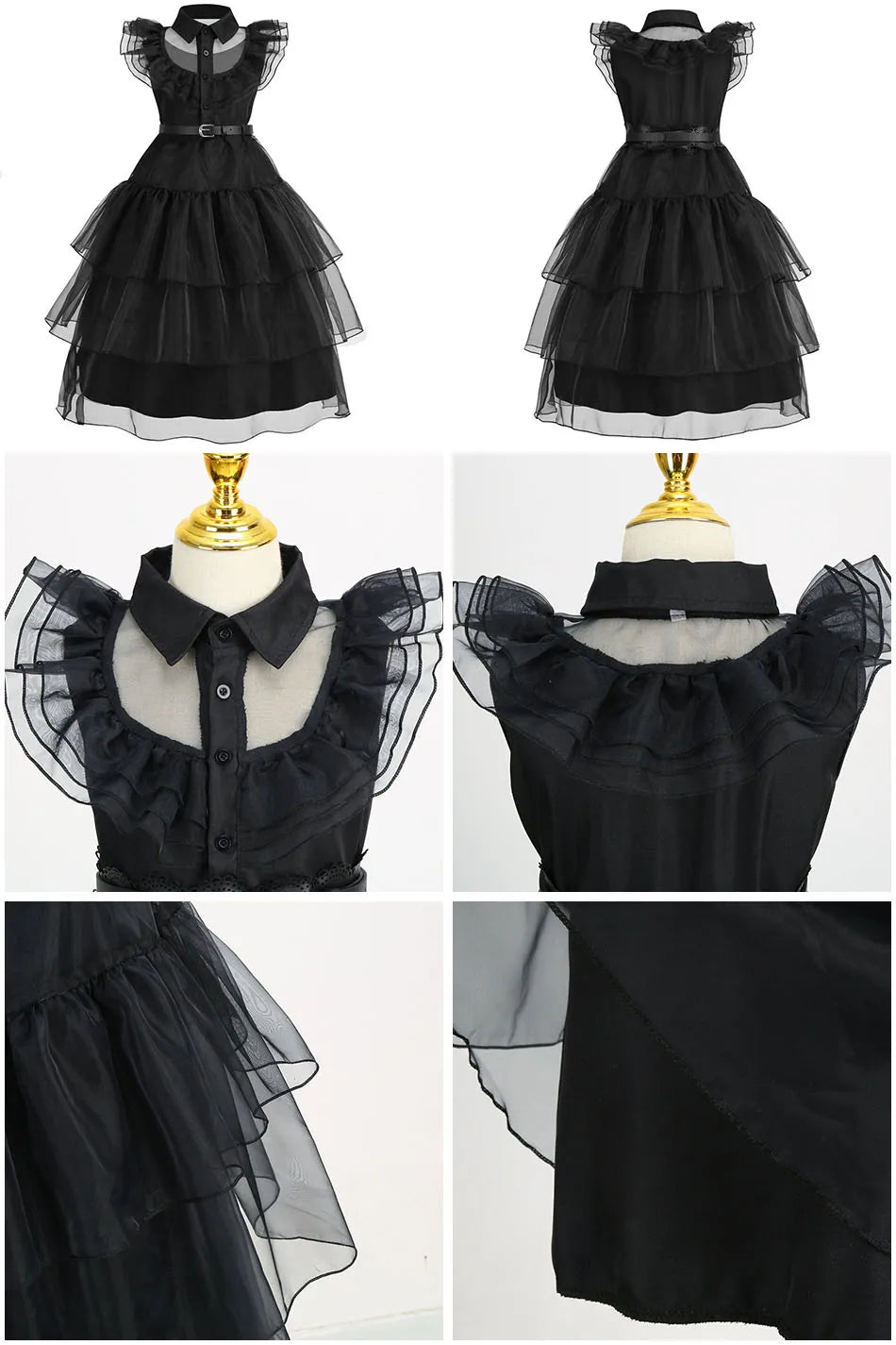 イベント・ハロウィングッズ｜ウエンズデー風プリンセスコスチュームセット（110c～160c）