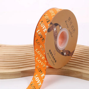 ゴールド箔LOVEグログランリボン 50ヤード
