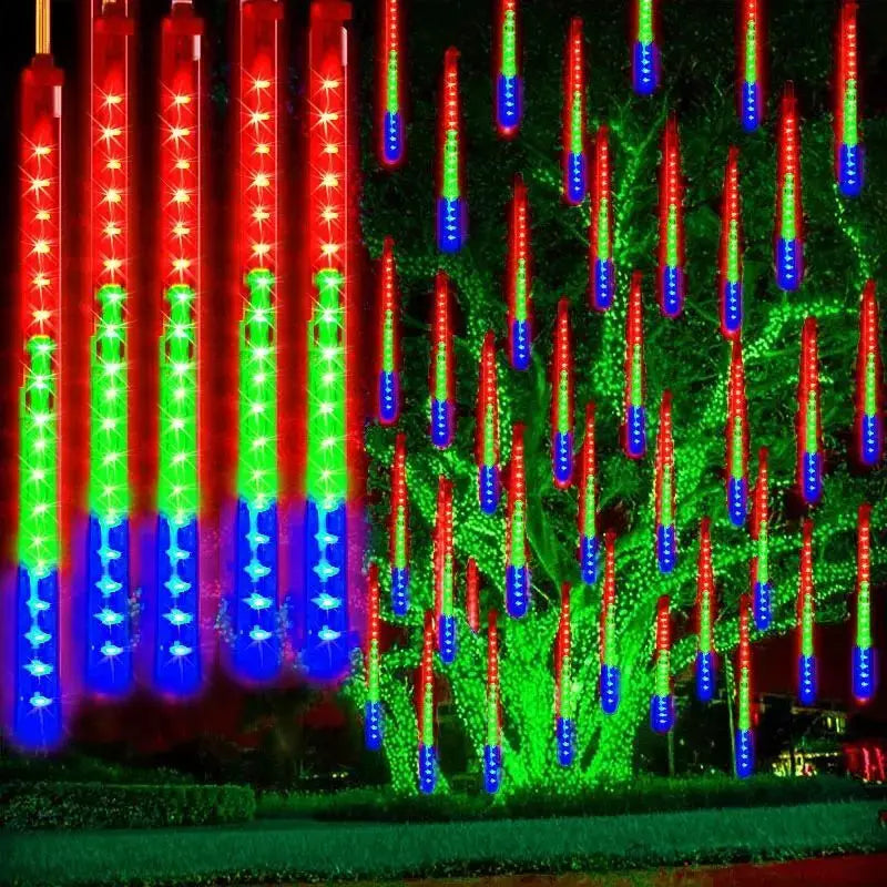 イベント・クリスマス装飾｜LED流星雨8連ライトUSB接続(幅2.8M)
