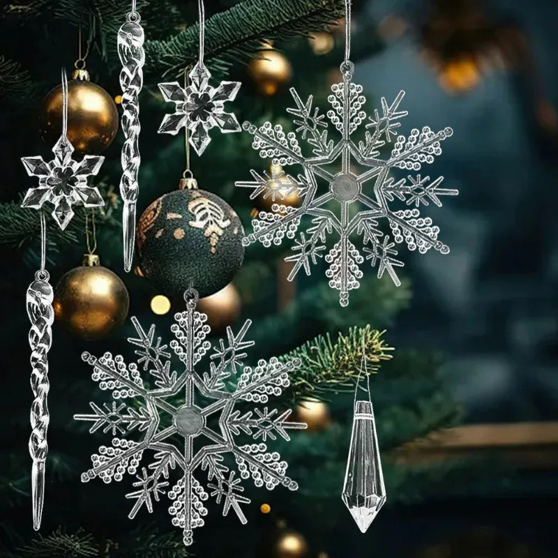 イベント・クリスマス装飾｜クリスタル雪の結晶型オーナメントセット(24個)