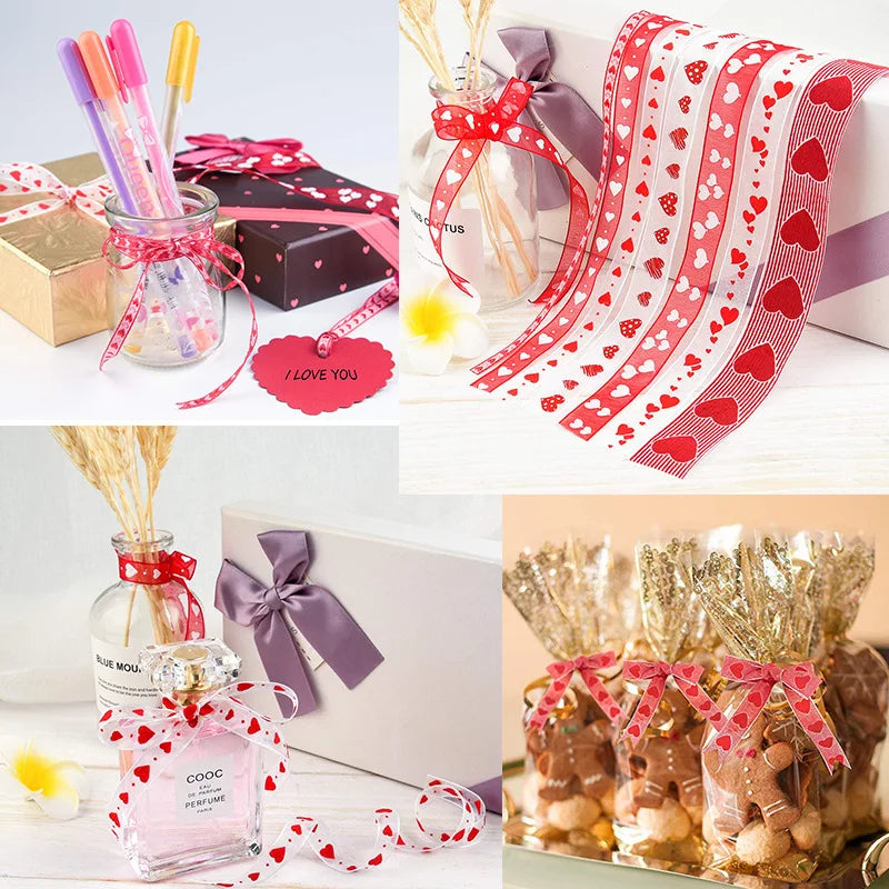 ハートプリントオーガンザリボン 10m