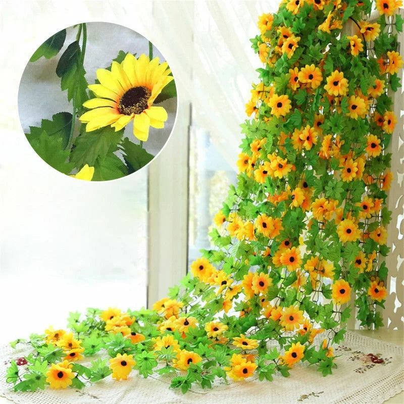 2.6m・人工プラスチックひまわり・ツタのつる・造花