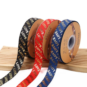 ゴールド箔LOVEグログランリボン 50ヤード