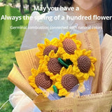 ひまわりの手編みブーケ 3個セット【クリエイティブウール使用】誕生日・母の日・先生の日ギフトに